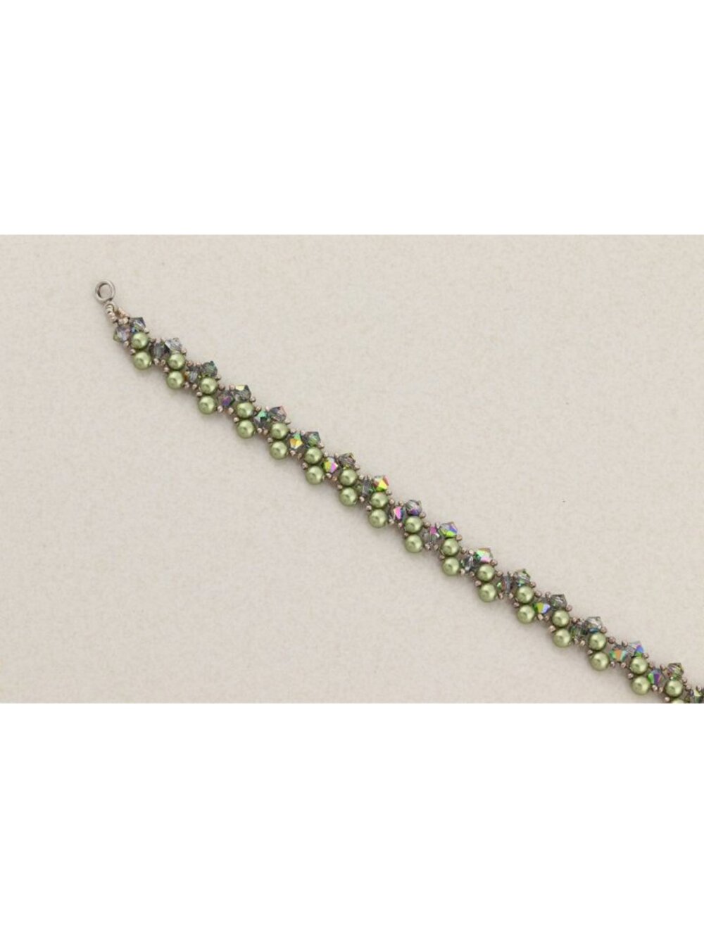 Sterling Silver Bead & Imitation Green Pearl Bracelet 7" inch Woman Teen Child - Picture 3 of 7